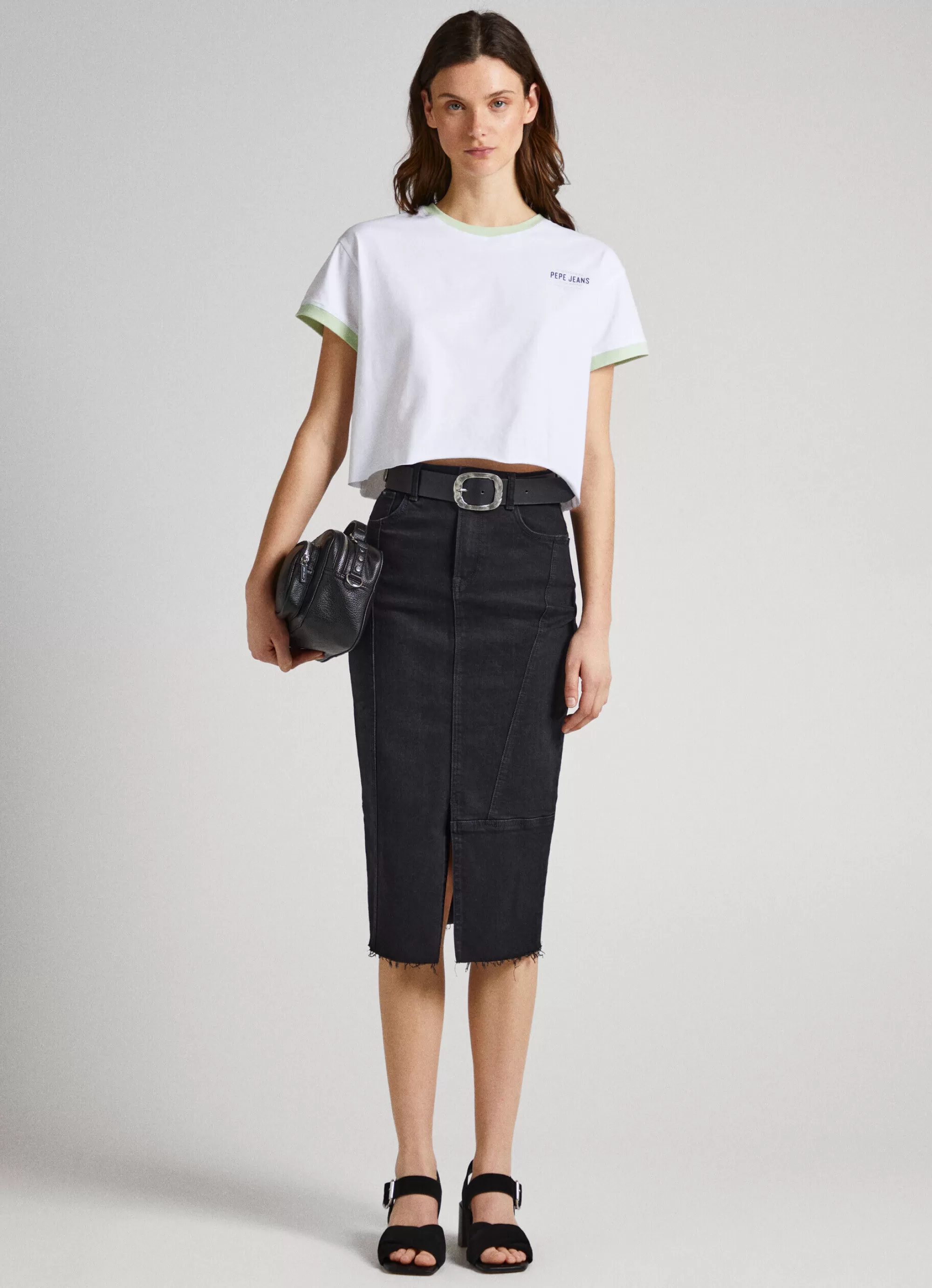 Mulher Pepe Jeans T-Shirts>T-Shirt Cropped Fit Logo Estampado