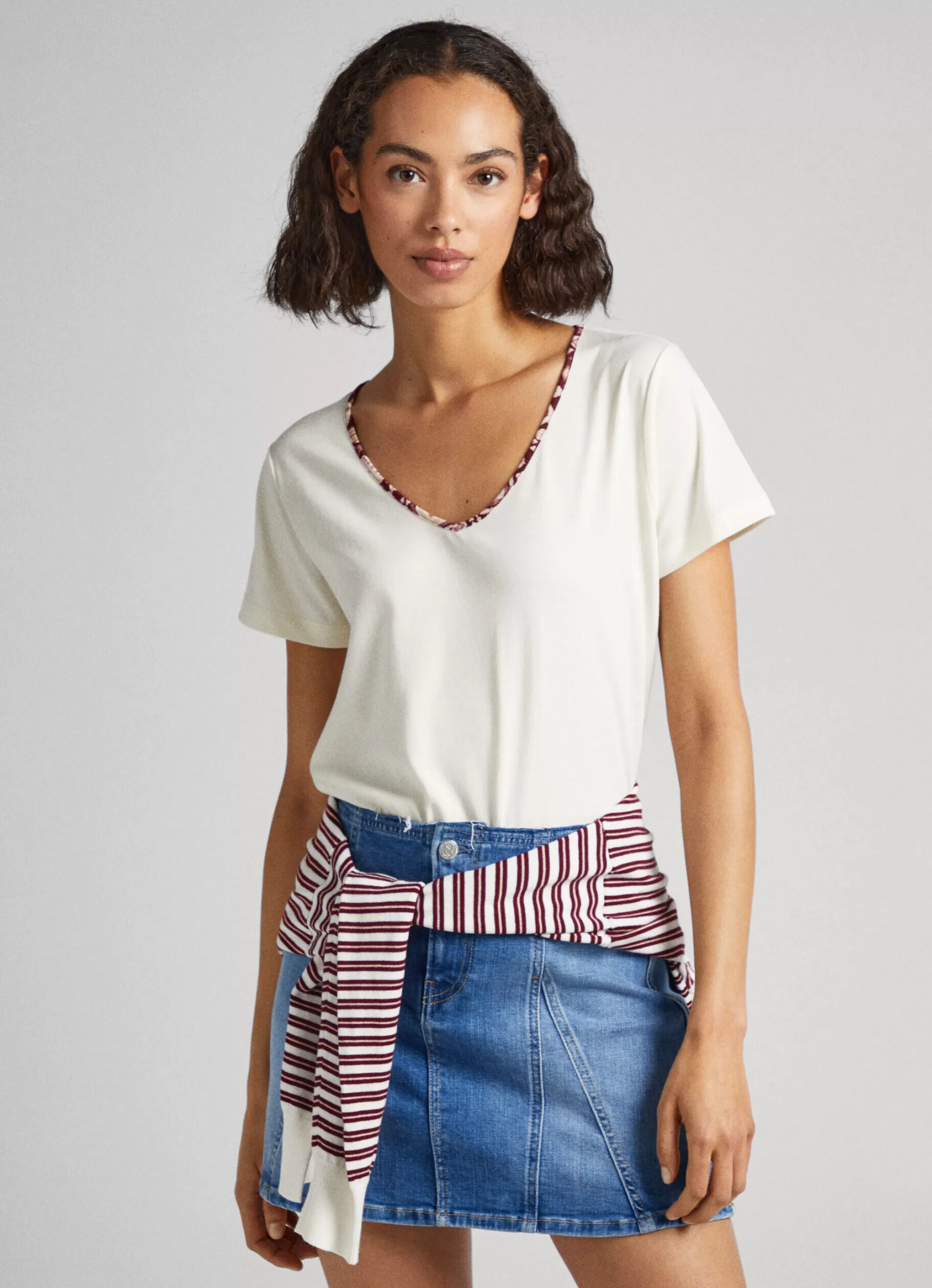 Mulher Pepe Jeans T-Shirts>T-Shirt Decote Em V Fluida