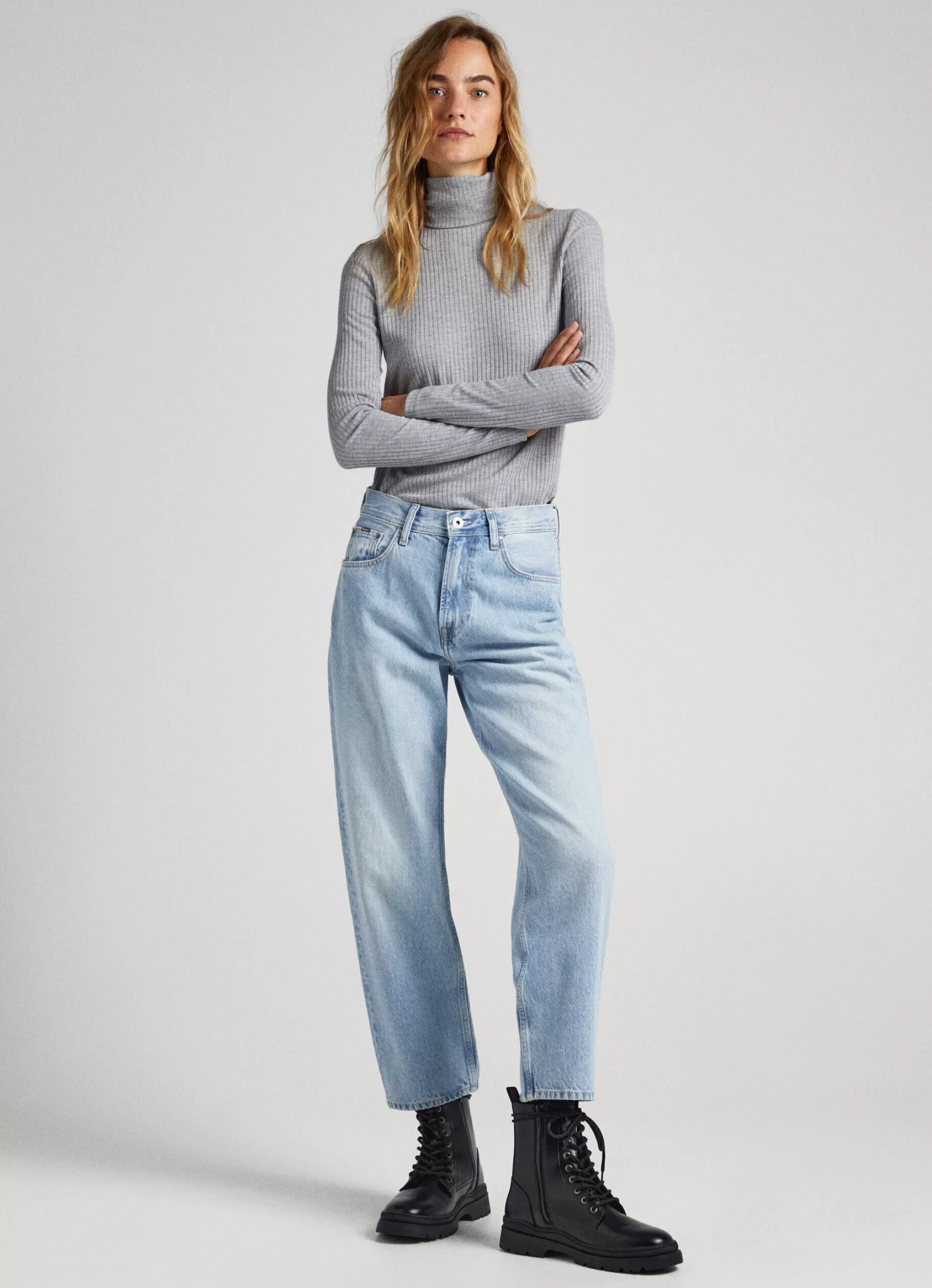 Mulher Pepe Jeans T-Shirts>T-Shirt Gola Alta Canelada