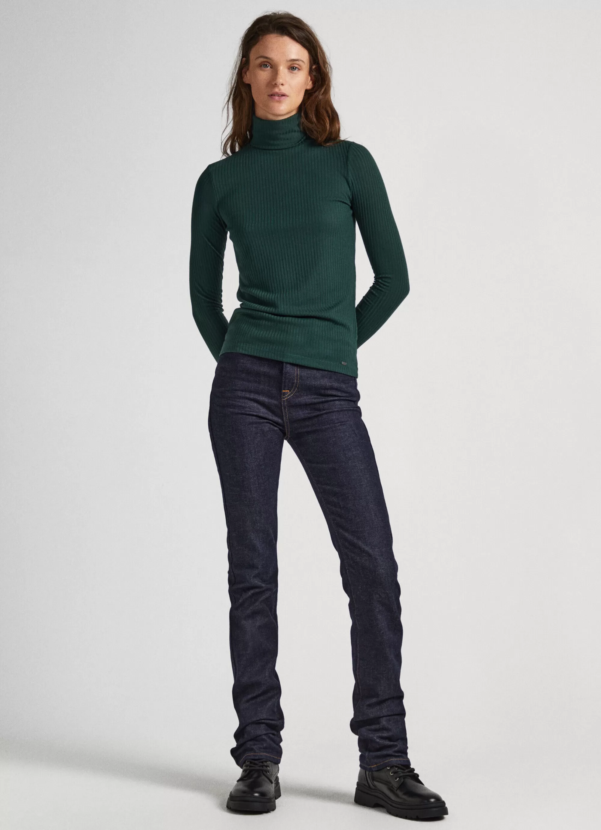 Mulher Pepe Jeans T-Shirts>T-Shirt Gola Alta Canelada