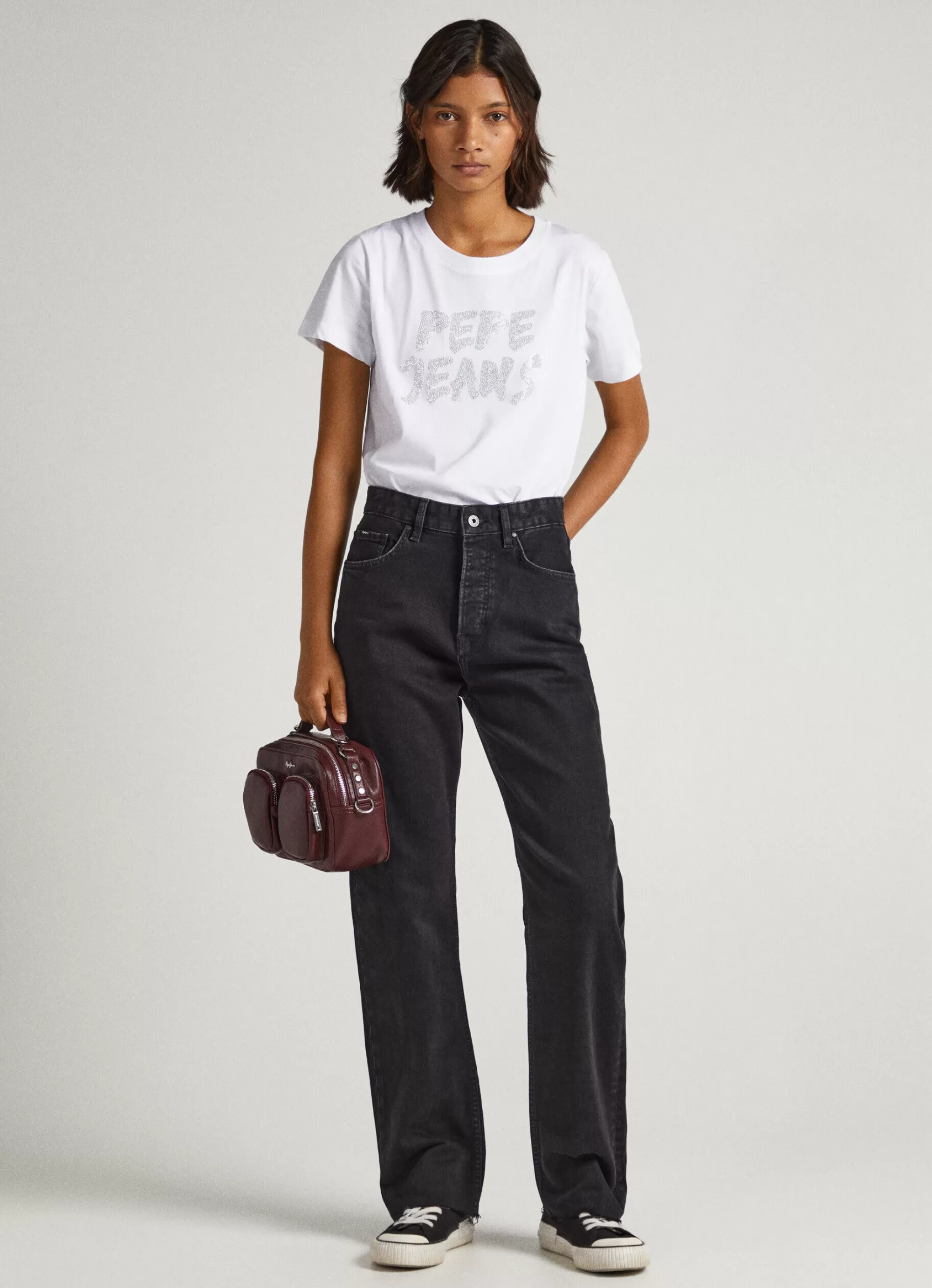 Mulher Pepe Jeans T-Shirts>T-Shirt Logo Strass