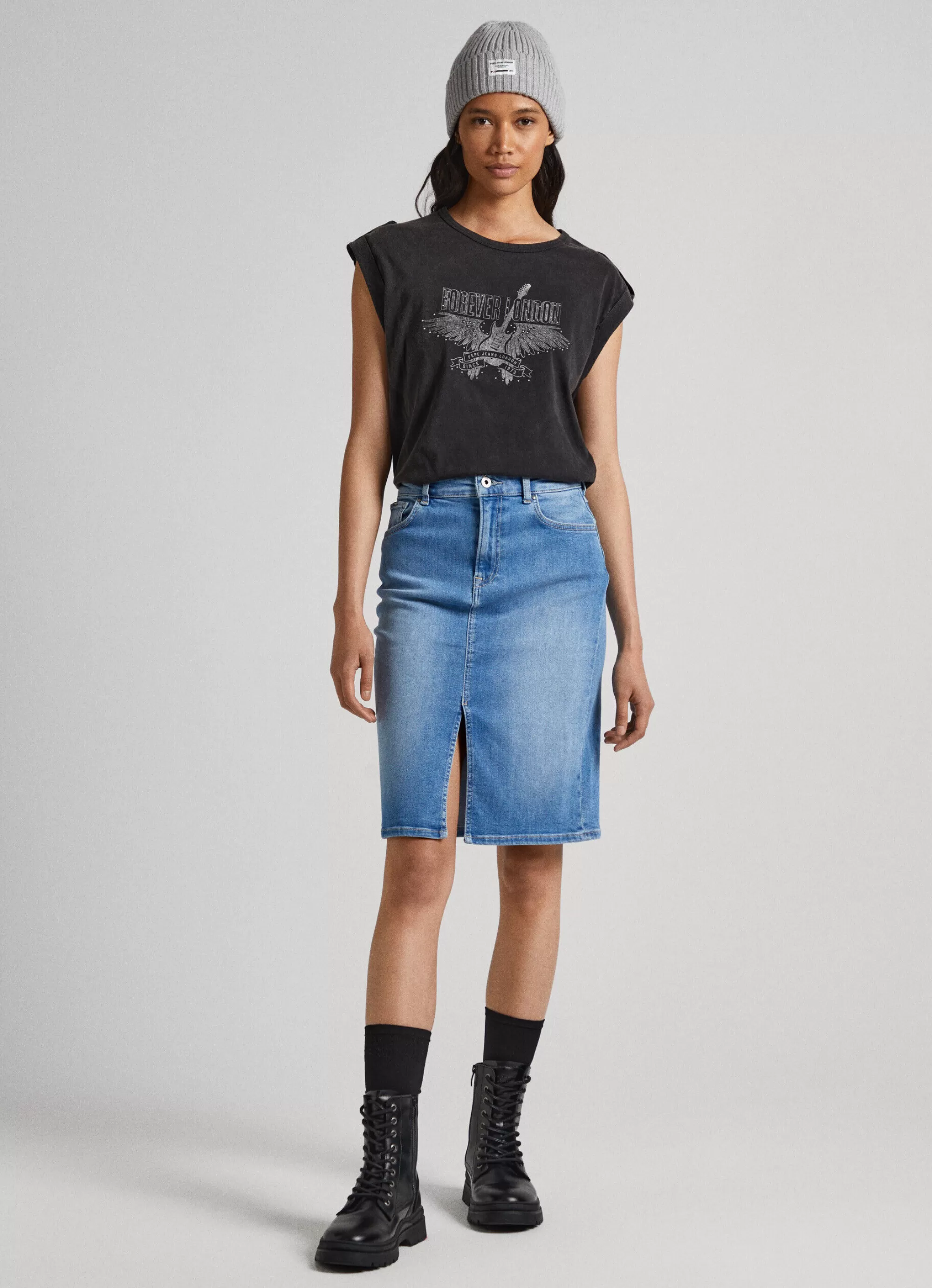 Mulher Pepe Jeans T-Shirts>T-Shirt Logo Strass