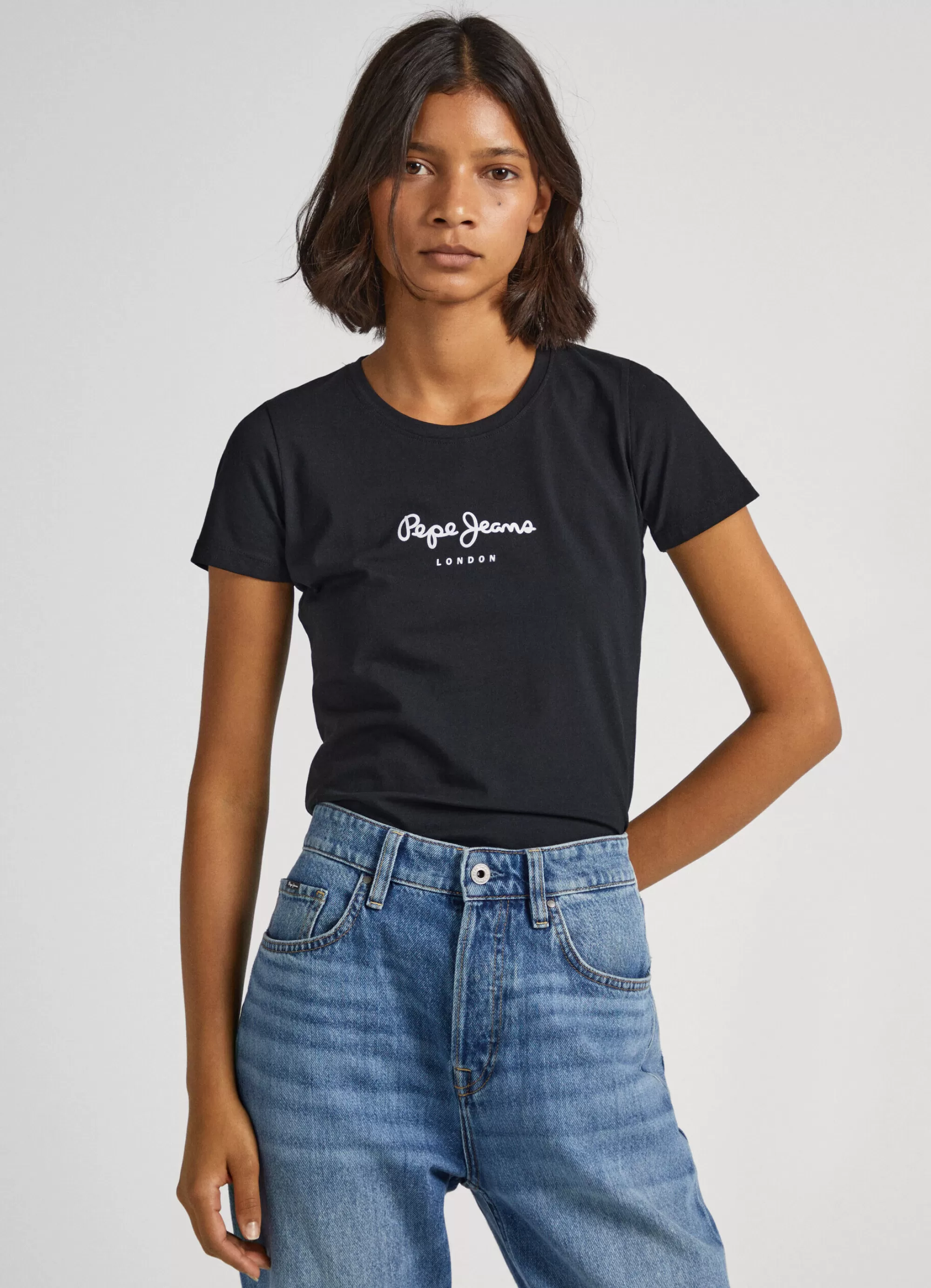 Mulher Pepe Jeans T-Shirts>T-Shirt Lycra Logo Estampado