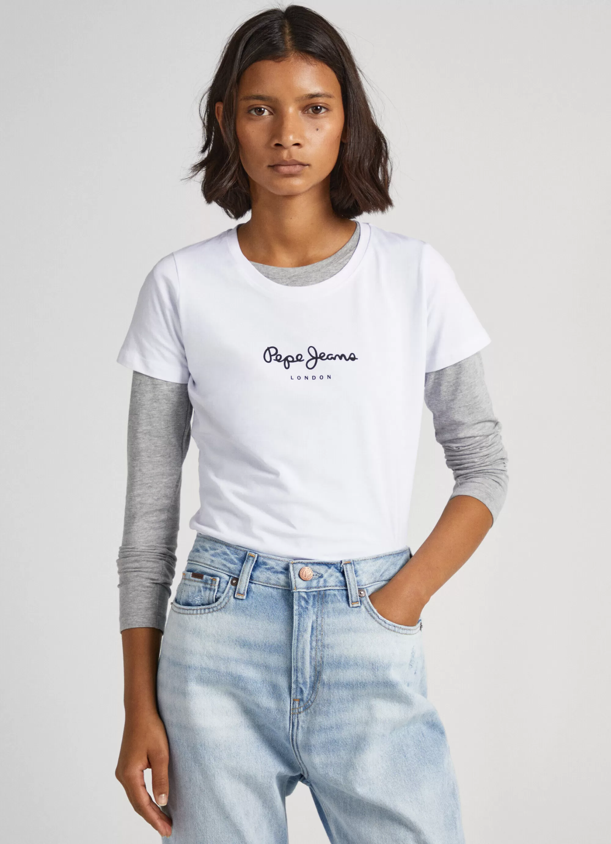 Mulher Pepe Jeans T-Shirts>T-Shirt Lycra Logo Estampado