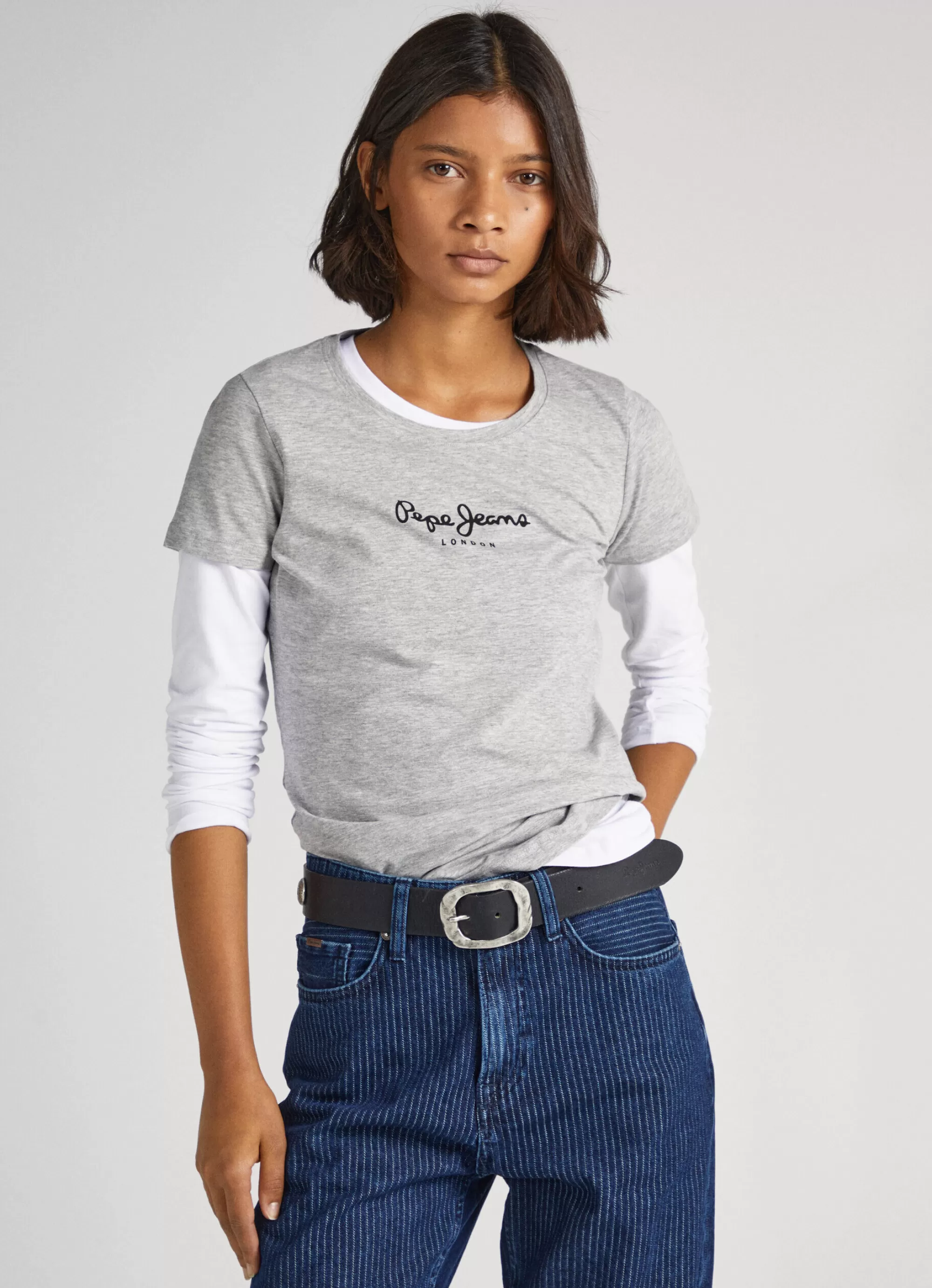 Mulher Pepe Jeans T-Shirts>T-Shirt Lycra Logo Estampado