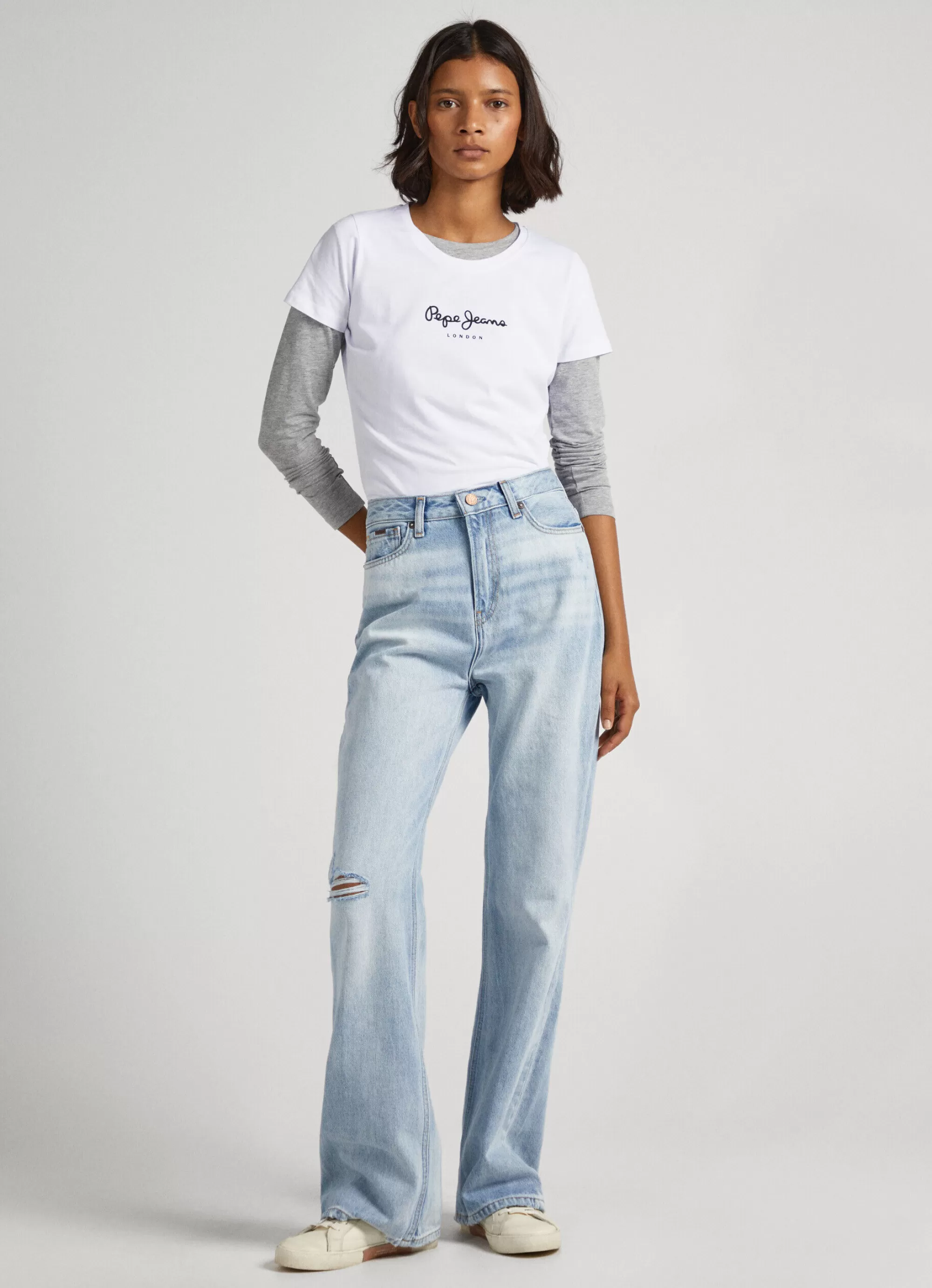 Mulher Pepe Jeans T-Shirts>T-Shirt Lycra Logo Estampado