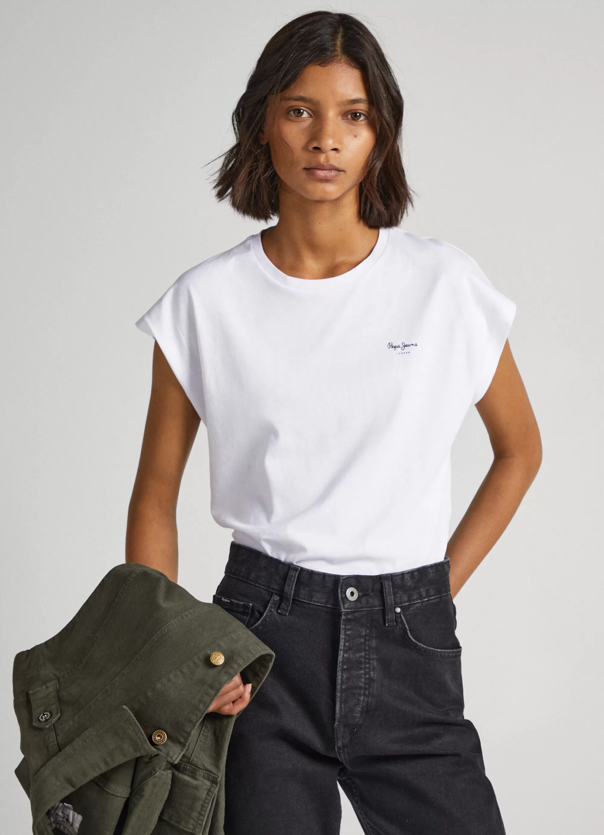 Mulher Pepe Jeans T-Shirts>T-Shirt Manga Cavada Com Logo
