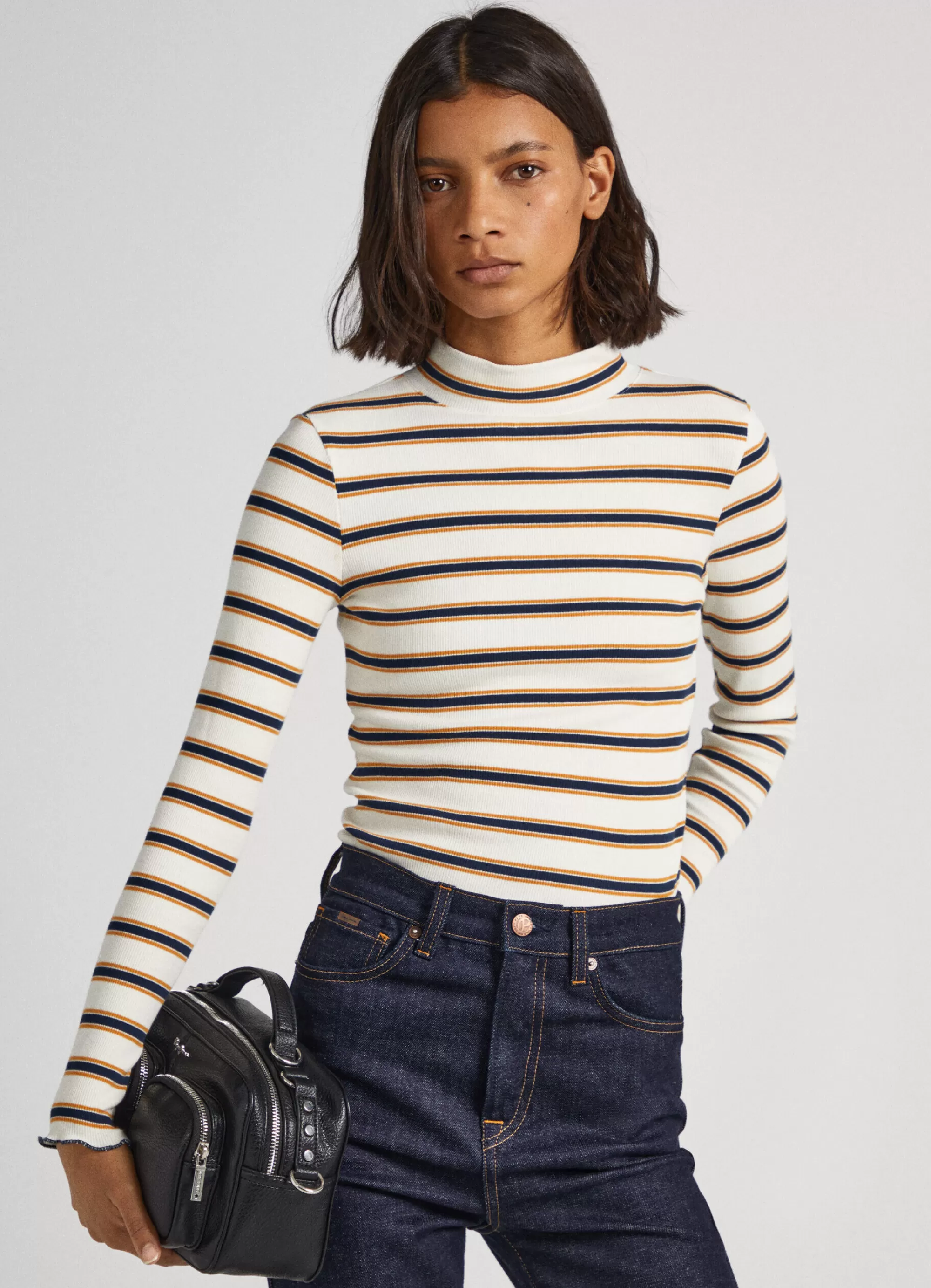 Mulher Pepe Jeans T-Shirts>T-Shirt Manga Comprida As Riscas