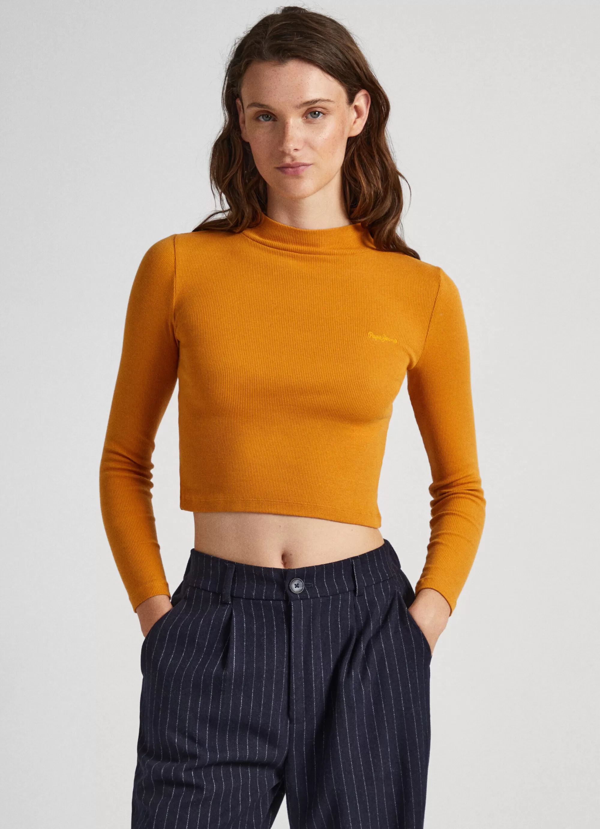 Mulher Pepe Jeans T-Shirts>T-Shirt Manga Comprida Canelada