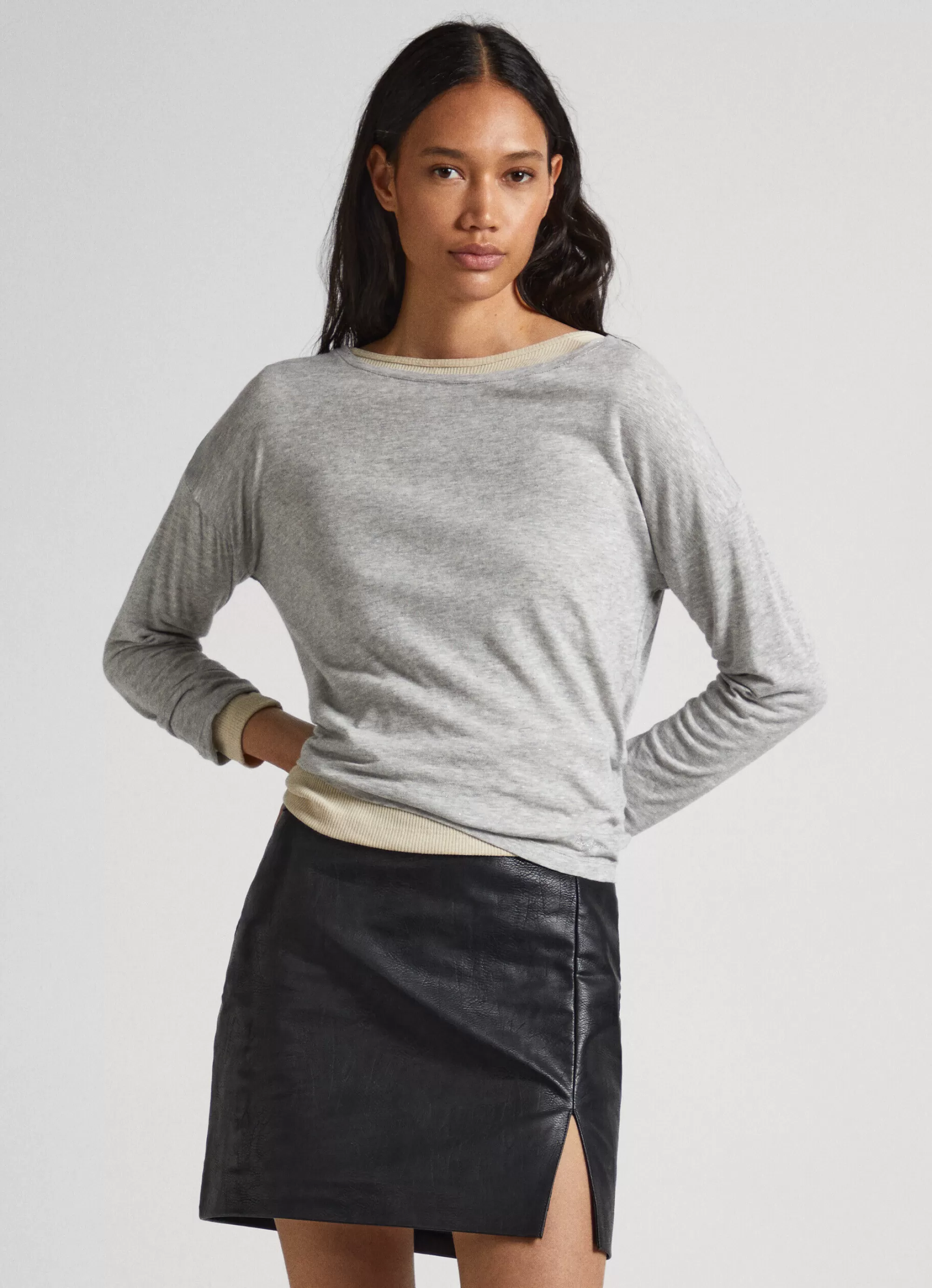 Mulher Pepe Jeans T-Shirts>T-Shirt Manga Comprida Jaspeada