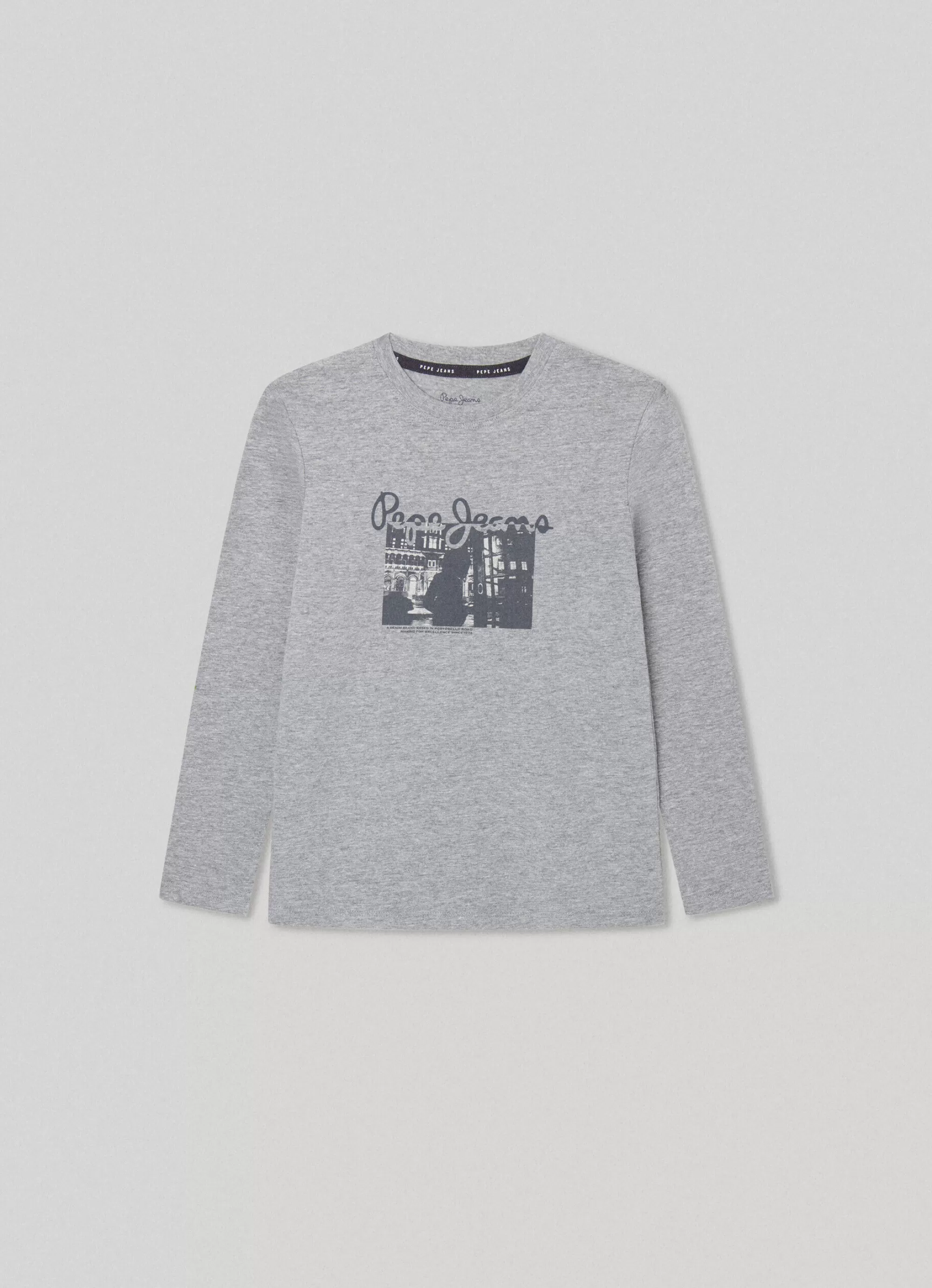 Rapaz Pepe Jeans T-Shirts>T-Shirt Manga Comprida Logo Estampado