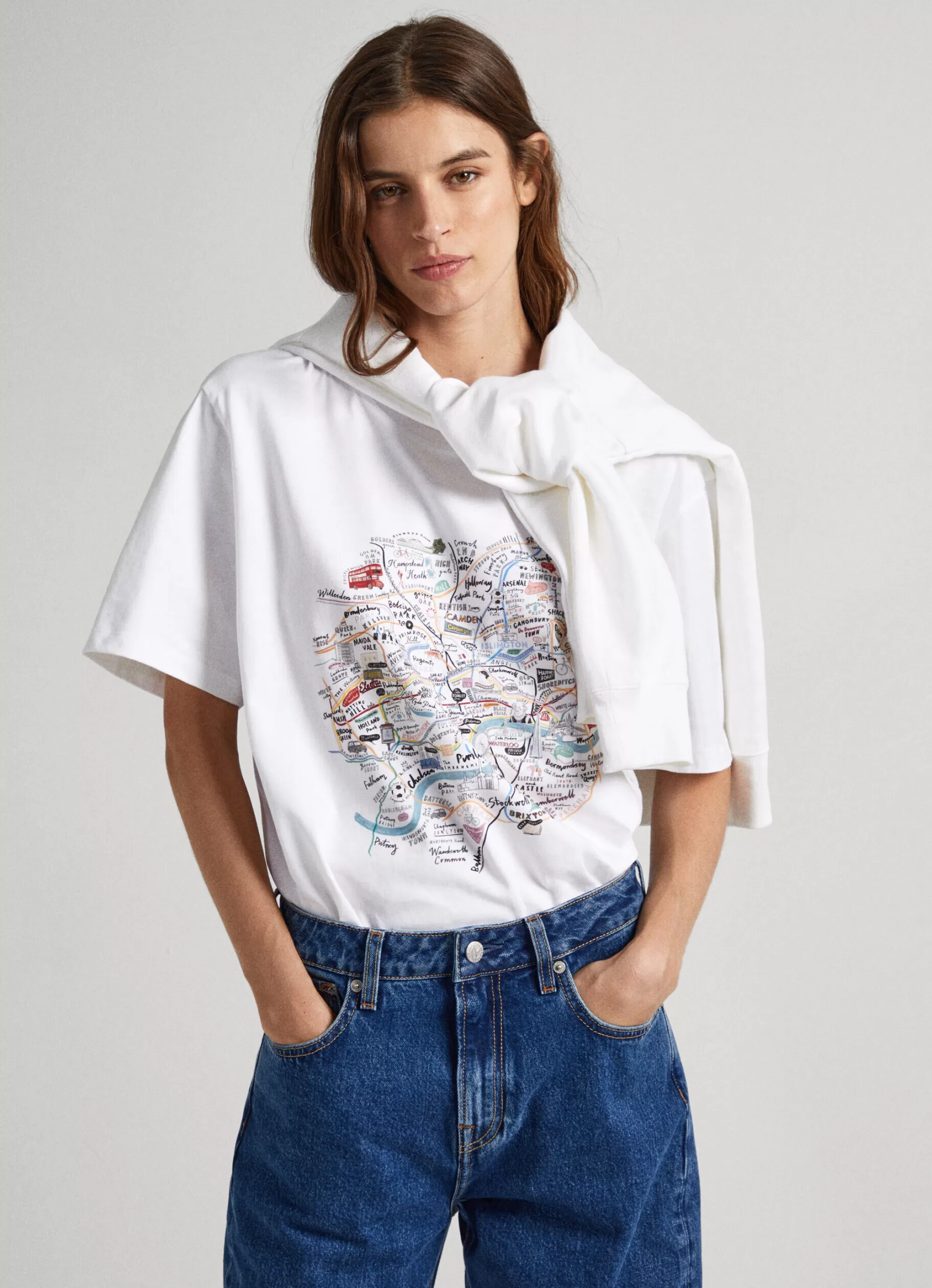Mulher Pepe Jeans T-Shirts>T-Shirt Mapa Londres Estampado