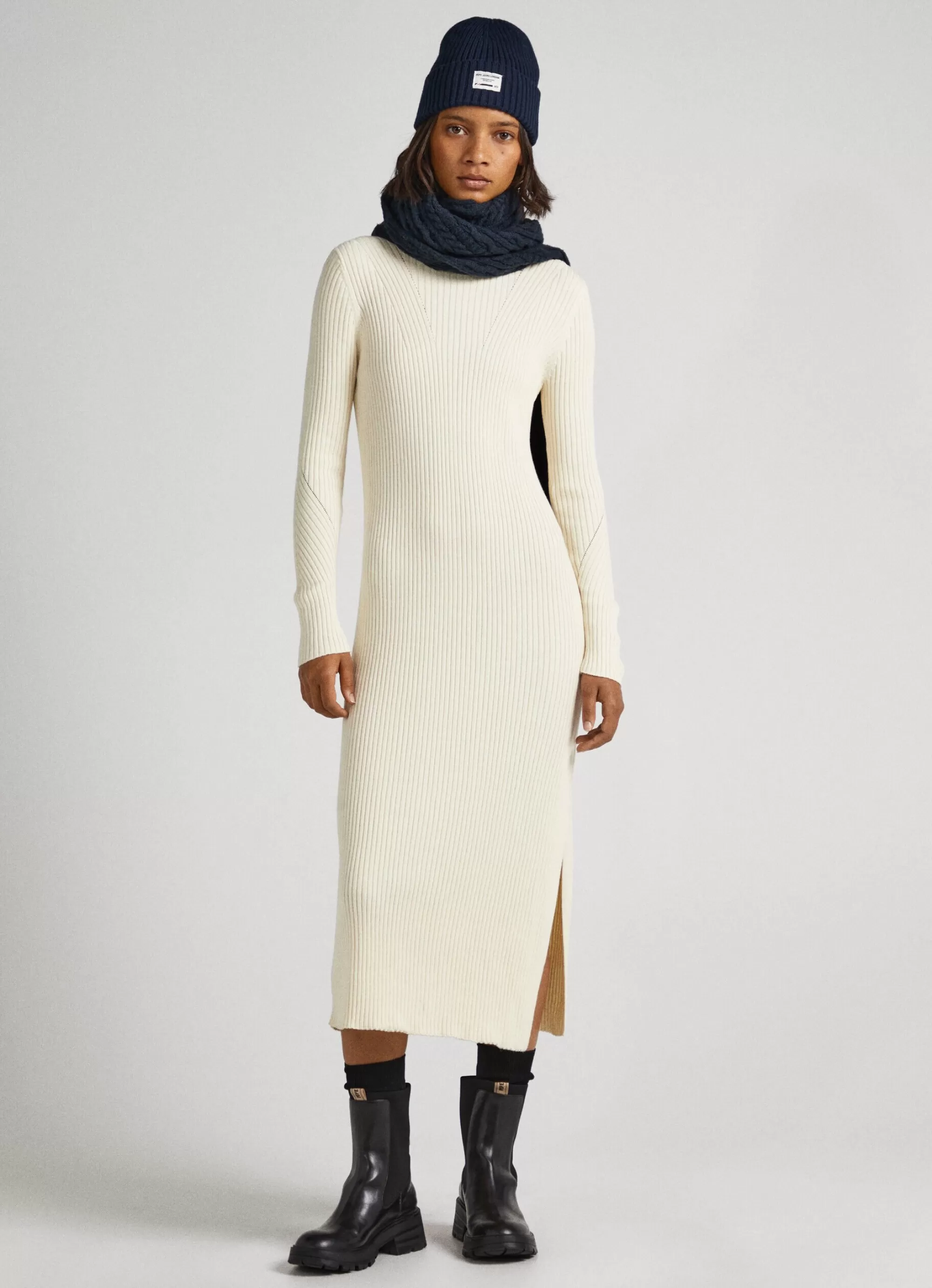 Mulher Pepe Jeans Malhas>Vestido Canelado Regular Fit
