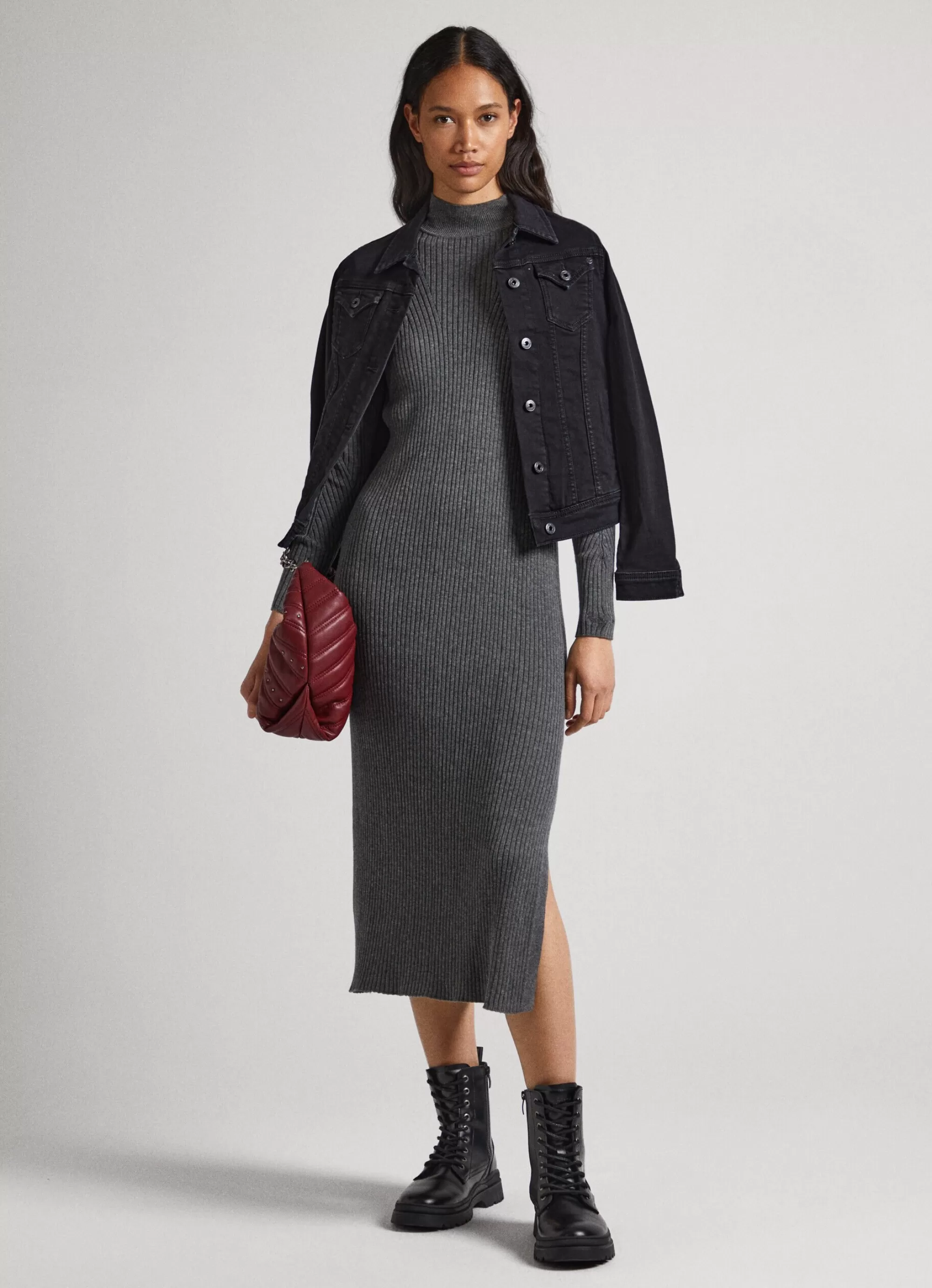 Mulher Pepe Jeans Malhas>Vestido Canelado Regular Fit