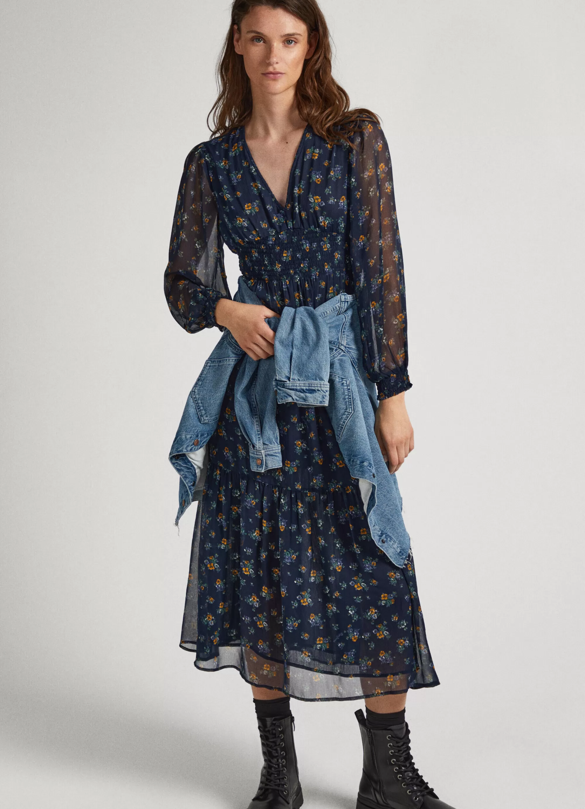 Mulher Pepe Jeans Vestidos E Macacões>Vestido Chiffon Padrao Floral