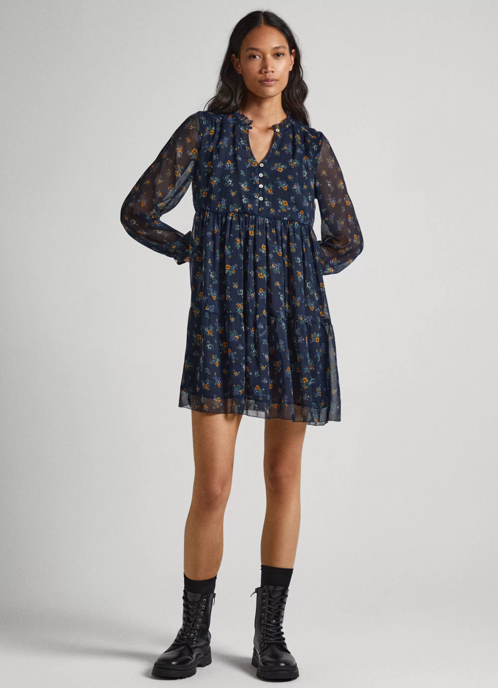 Mulher Pepe Jeans Vestidos E Macacões>Vestido Chiffon Padrao Floral