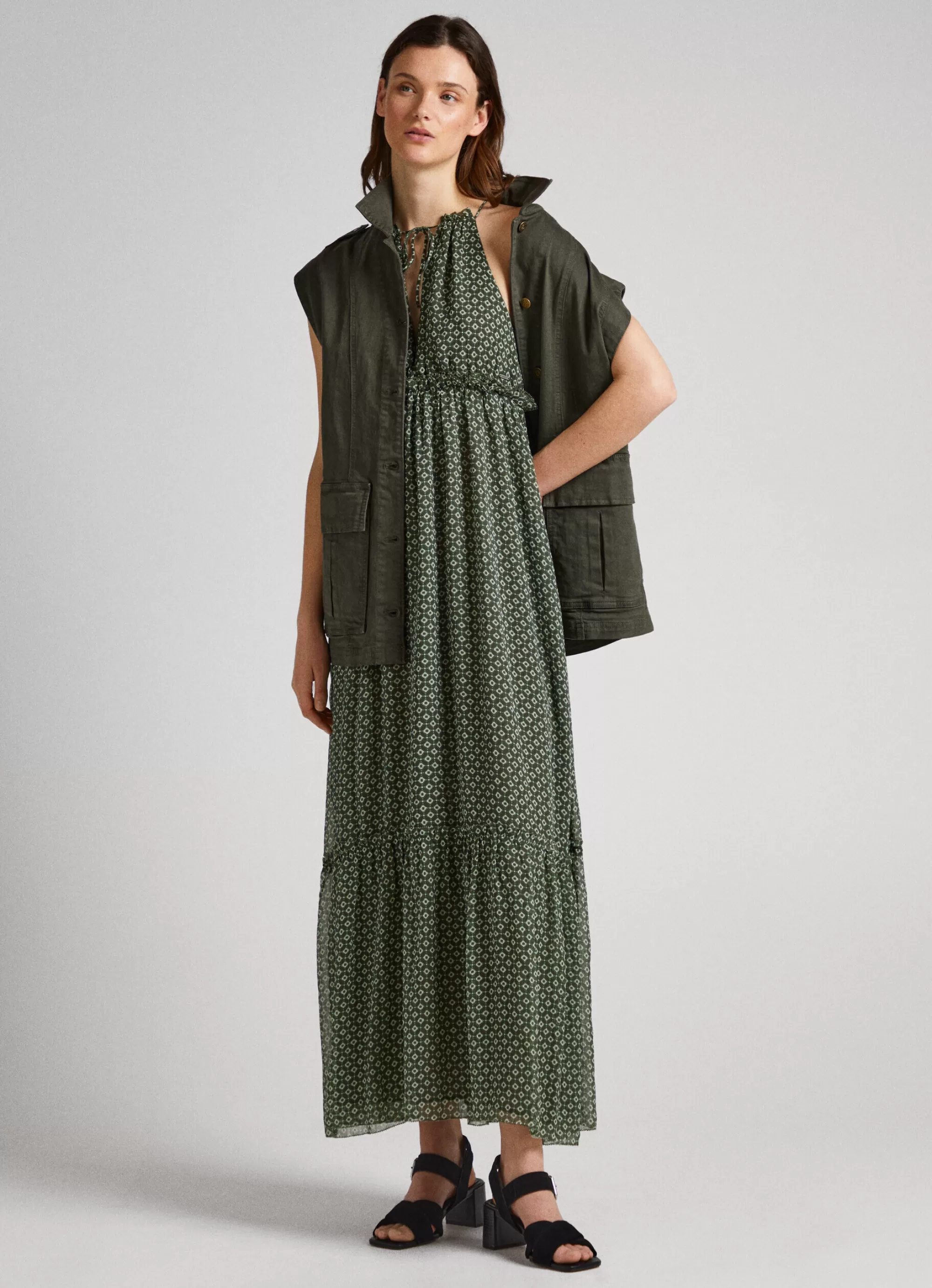 Mulher Pepe Jeans Vestidos E Macacões>Vestido Chiffon Padrao Geometrico