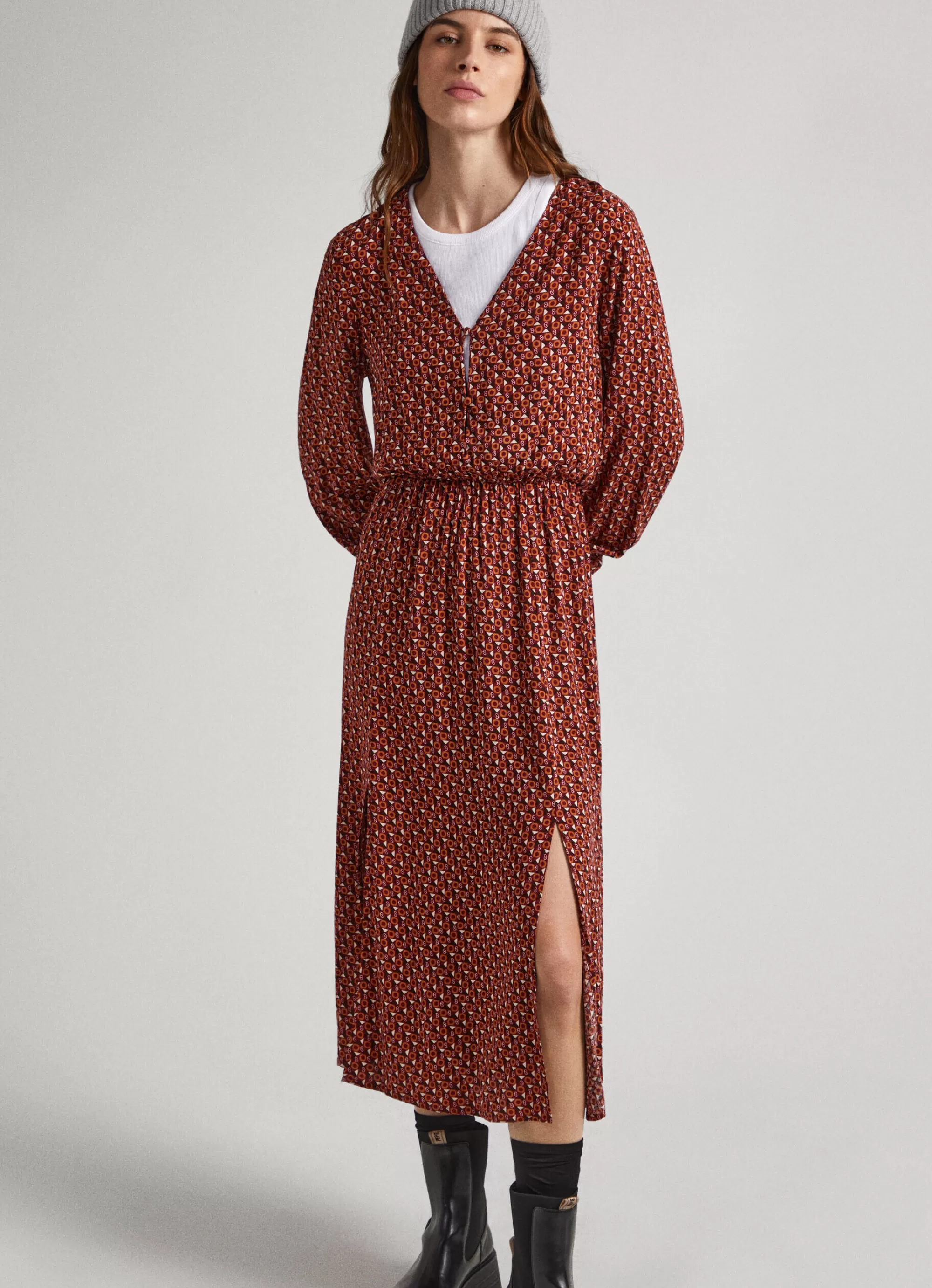 Mulher Pepe Jeans Vestidos E Macacões>Vestido Dobby Padrao Geometrico