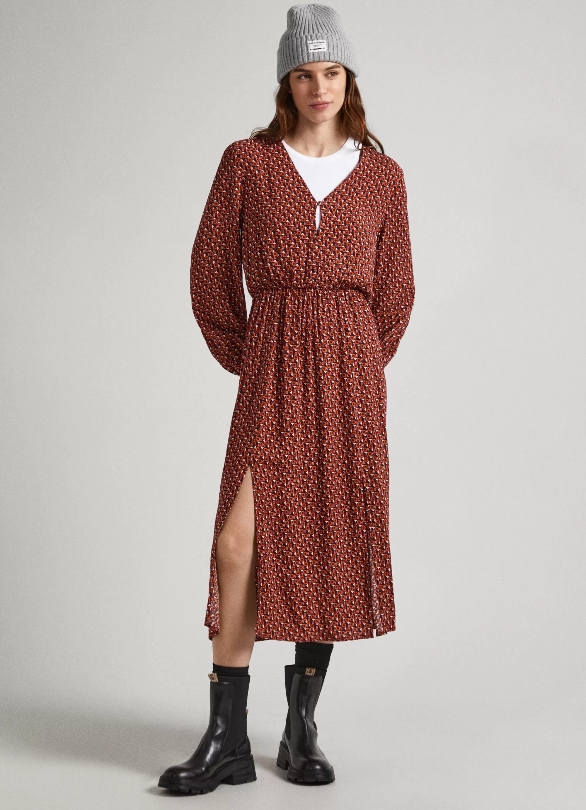 Mulher Pepe Jeans Vestidos E Macacões>Vestido Dobby Padrao Geometrico