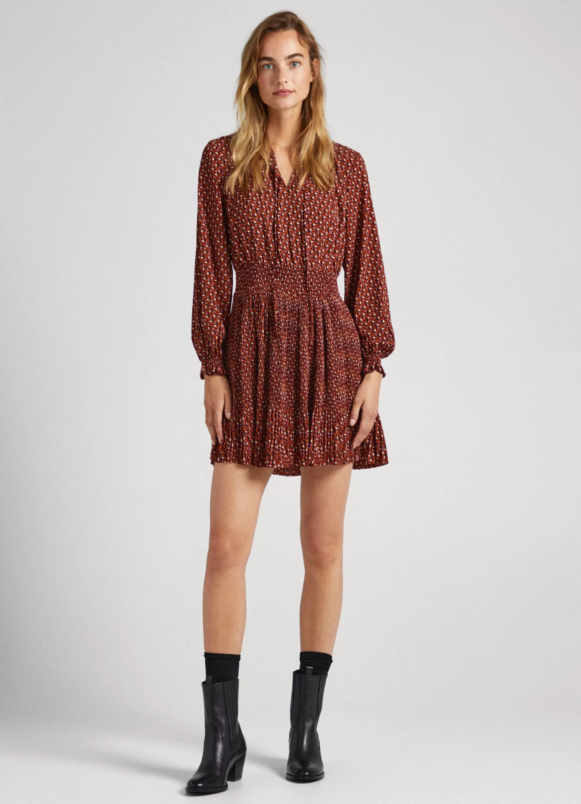 Mulher Pepe Jeans Vestidos E Macacões>Vestido Plissado Estampado All Over