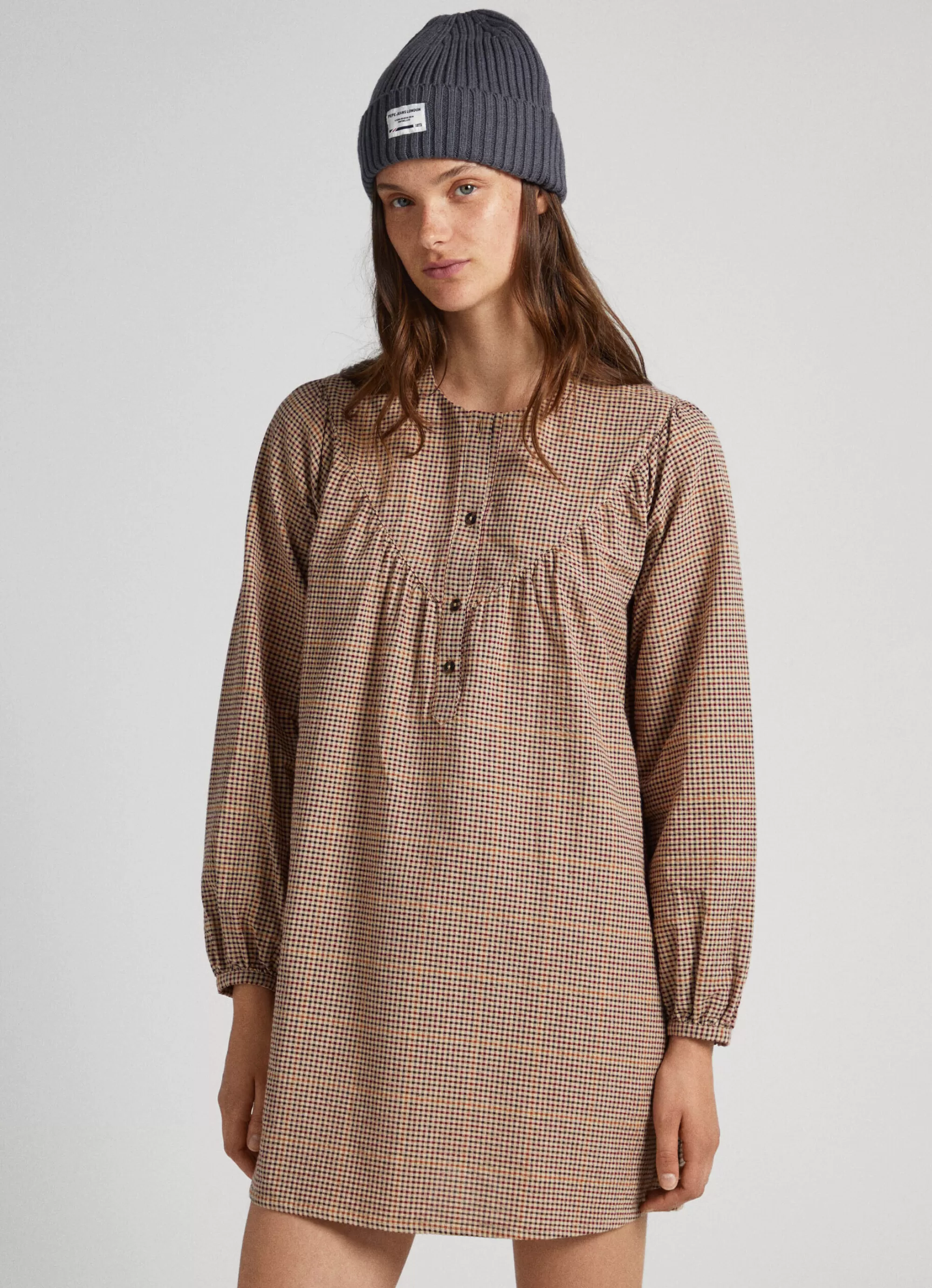 Mulher Pepe Jeans Vestidos E Macacões>Vestido Xadrez De Algodao